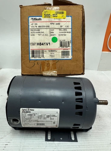 s-l500-498.webp A.O. SMITH H841V1 BELT DRIVE MOTOR 3/4 HP 460/200-230V 3450RPM - Image 1