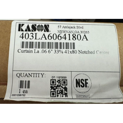 Kason 403LA6064180A CURTAON 41X80 NOTCHED CENTER