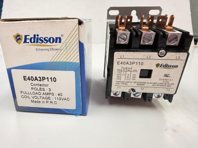 Edisson definite purpose electrical contactor, model E40A3P110.