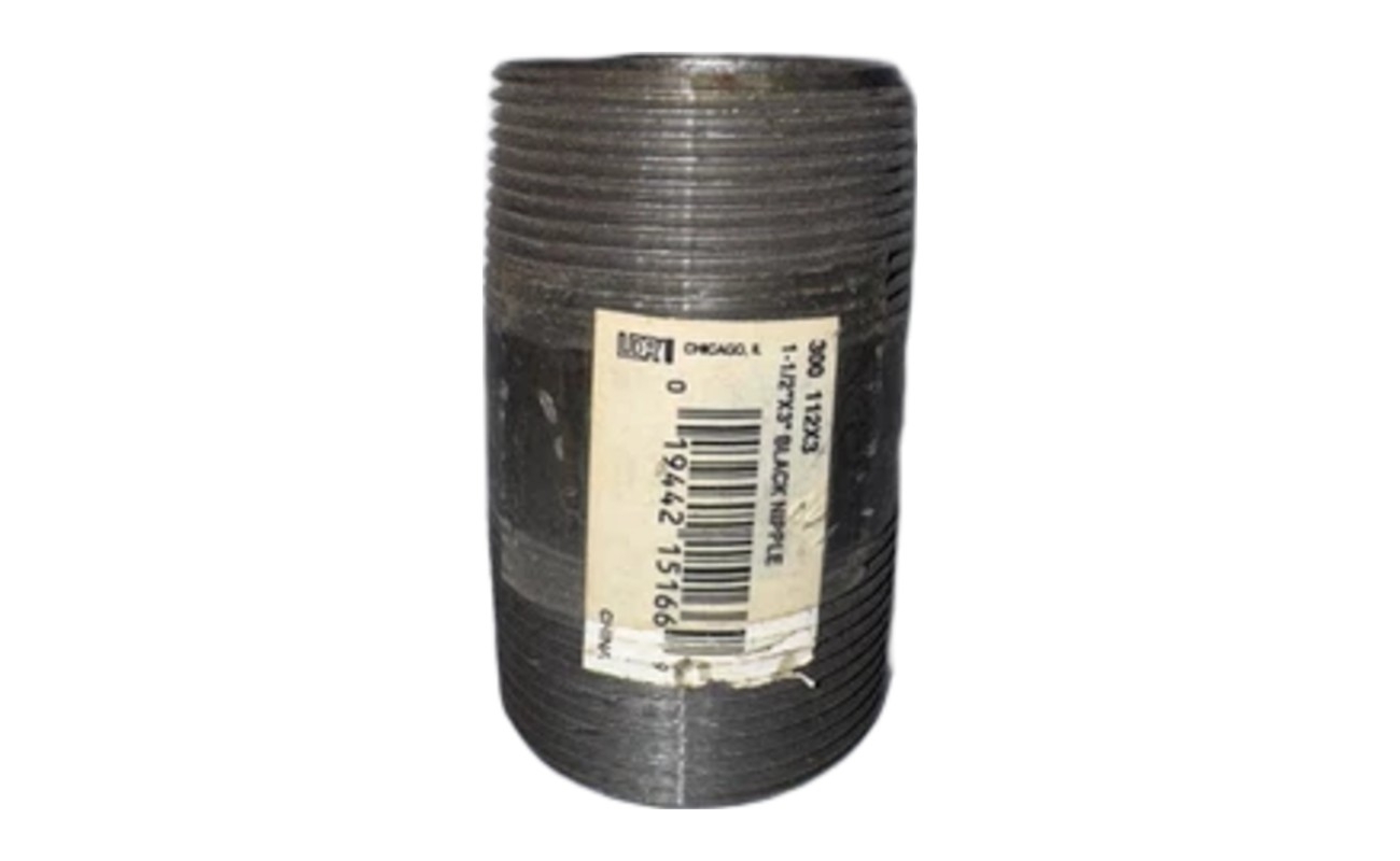 1-1/2" x 3" Black Steel Pipe Nipple