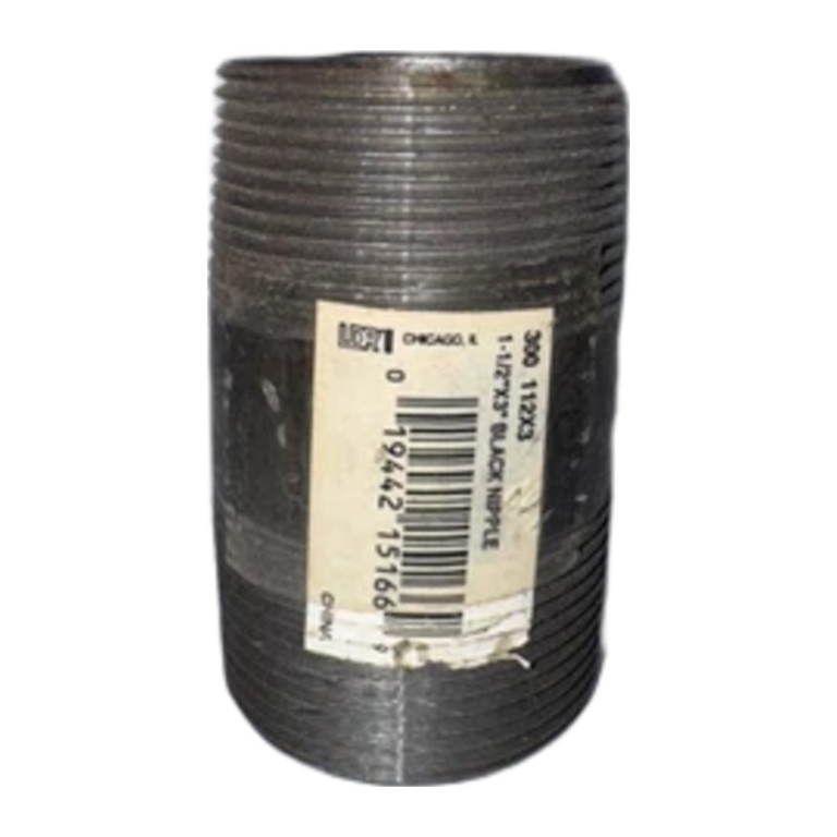 1-1/2" x 3" Black Steel Pipe Nipple