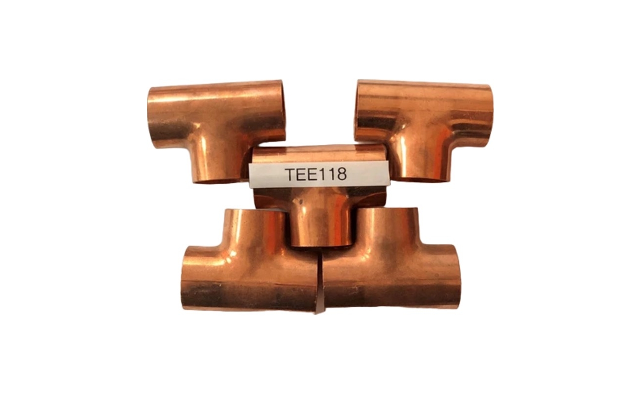 1-1/8" OD Copper Tee, ACR, Pack of 5