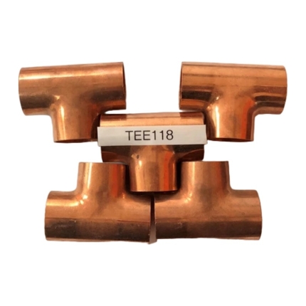1-1/8" OD Copper Tee, ACR, Pack of 5