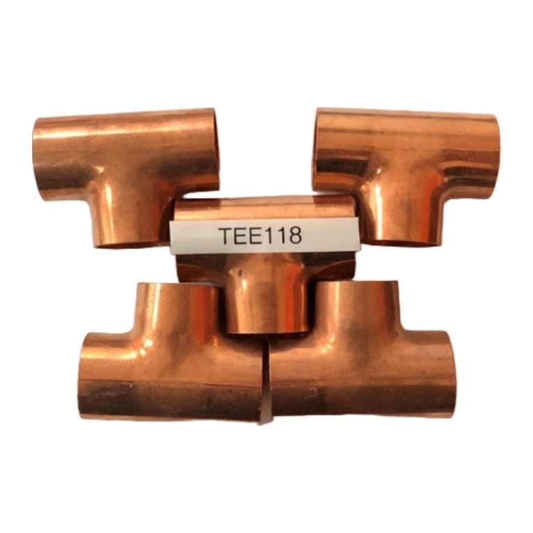 1-1/8" OD Copper Tee, ACR, Pack of 5