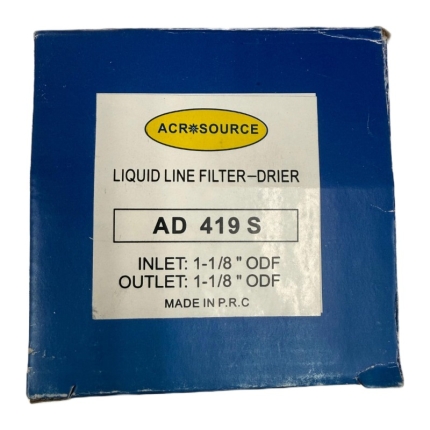 ACR Source AD419S Liquid Line Filter Drier, 1-1/8" ODF solder, 41 cu. in.