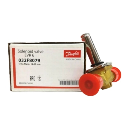 Danfoss EVR 6 Solenoid Valve Body 032F8079, 1/2" x 1/2" Flare, NC