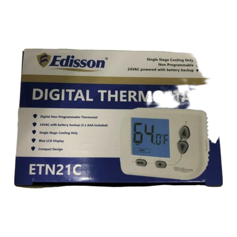 Edisson Digital Thermostat, 24VAC with Battery Backup