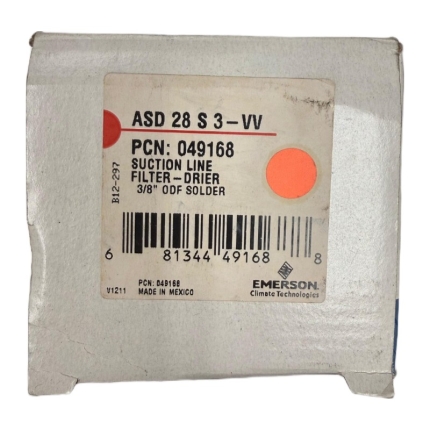 Emerson ASD-28S3-VV Suction Line Filter Drier, 3/8" ODF solder, 28 cu. in.