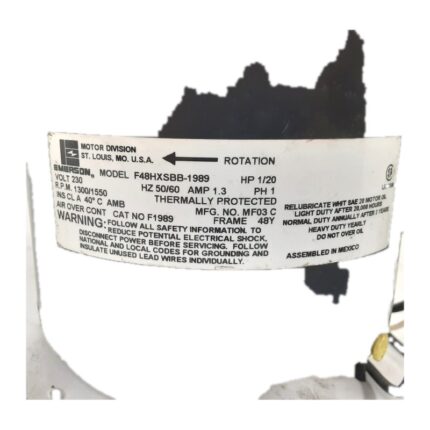 Emerson F48HXSBB-1989 Single-Phase Electric Fan Motor view 2