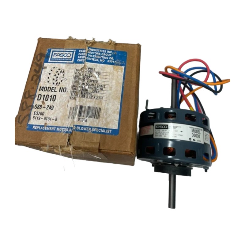 Fasco D1010 Blower Motor, 1/8-1/12-1/15 HP, 115V, 1050 RPM, 3-Speed Fasco D1010 Blower Motor, 1/8-1/12-1/15 HP, 115V, 1050 RPM, 3-Speed