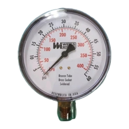 General Purpose Pressure Gauge, 2-1/2" Dial, 1/4" NPT Bottom Mount