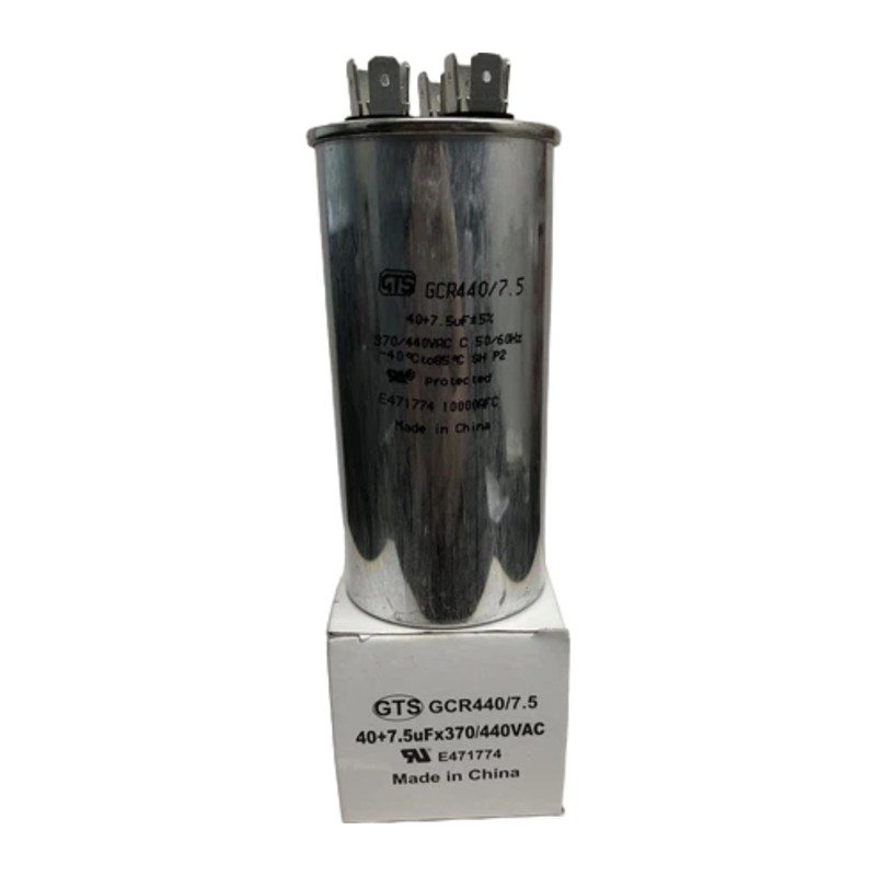 GTS GCR440/7.5 Dual Run Capacitor, 40+7.5 MFD (uF), 370/440 VAC, Round GTS GCR440/7.5 Dual Run Capacitor, 40+7.5 MFD (uF), 370/440 VAC, Round