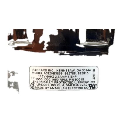 Packard A0820B3859 OEM Direct-Drive Ventilator Fan Motor view 2