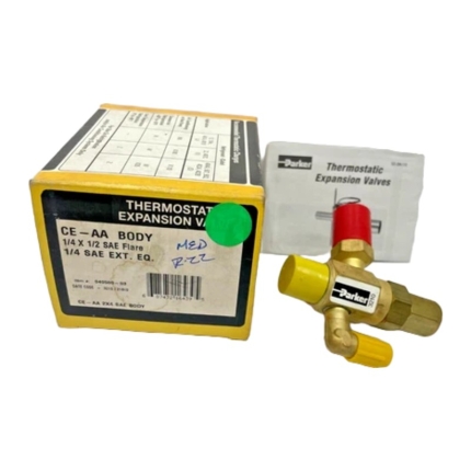 Parker CE-AA Thermostatic Expansion Valve Body, 1/4" x 1/2" SAE Flare