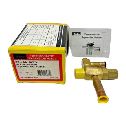Parker SC-AA 040501-01 Thermostatic Expansion Valve, 3/8" x 1/2" ODF
